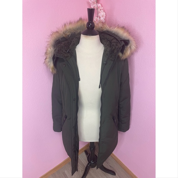 🧥Sam Edelman Olive Winter Coat with Faux Fur 🧥 - Picture 3 of 15